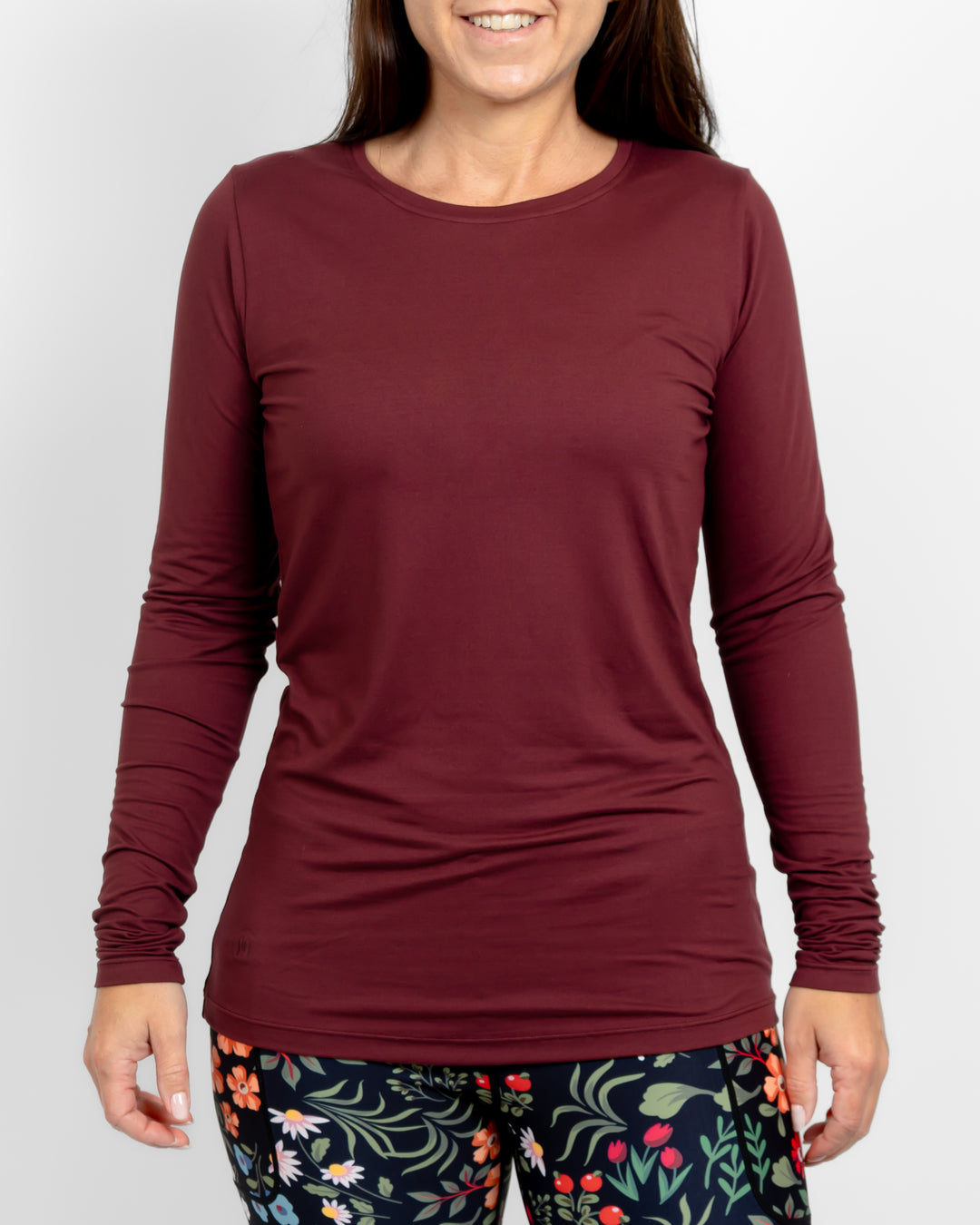 Mira Fitted Deep Bordeaux Long-Sleeve