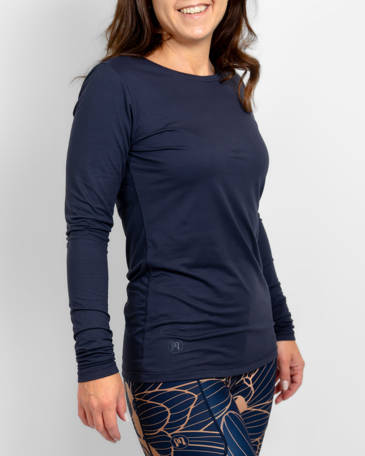 Mira Fitted Deep Blue Long-Sleeve