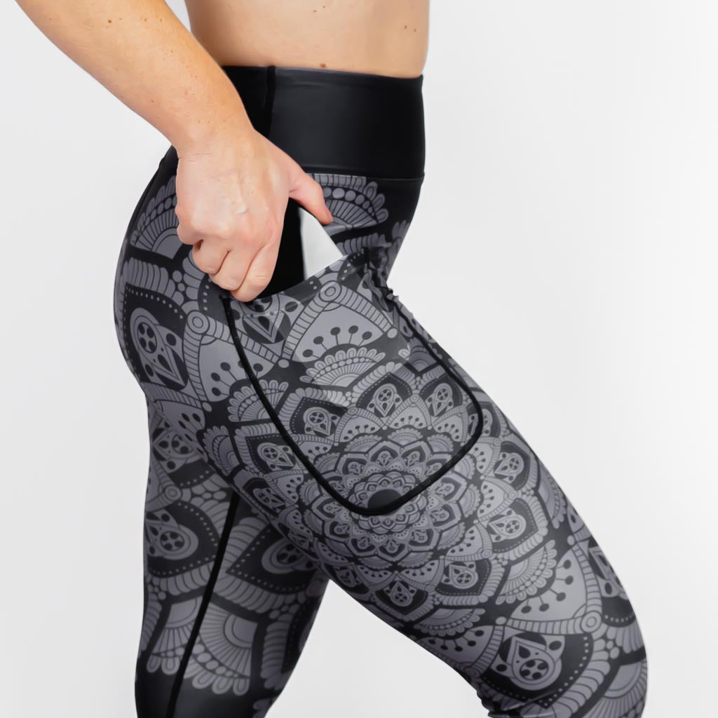 Black and grey patterned cheap leggings